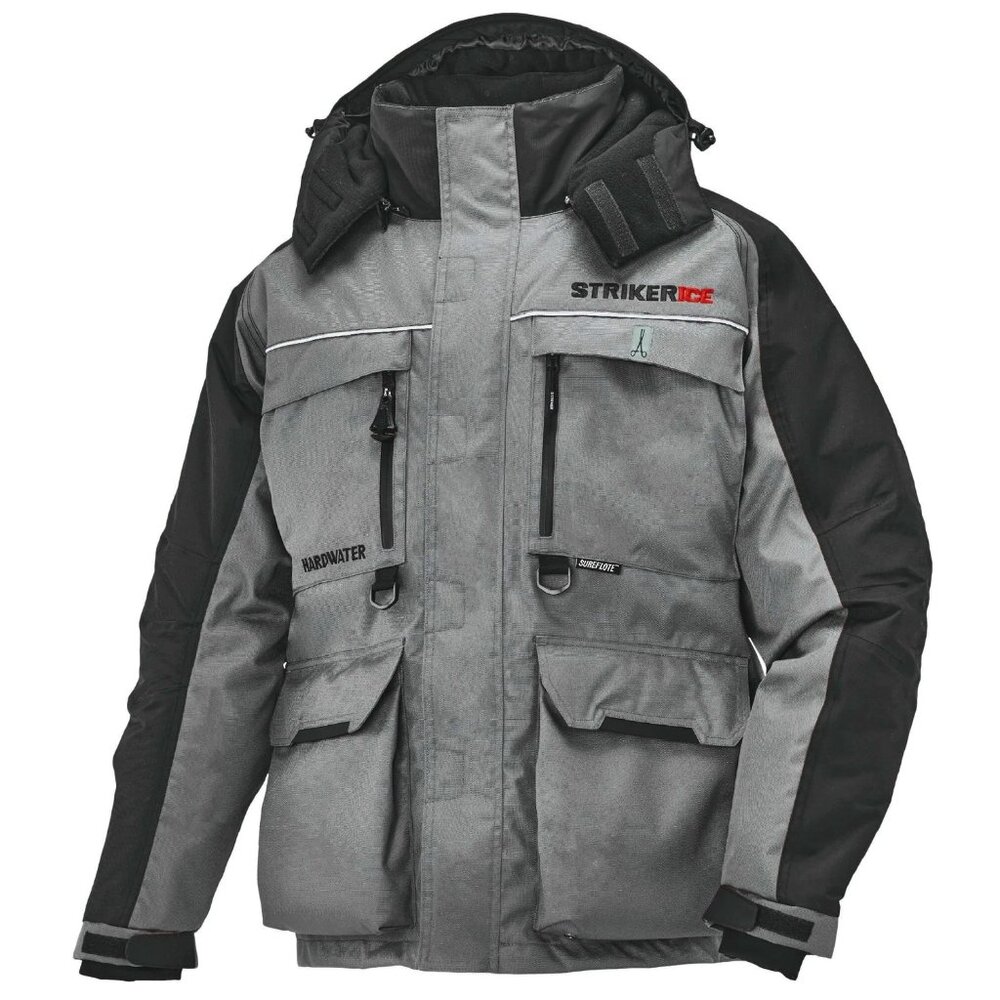 Striker ICE Hardwater Gray/Black Fishing Boating Jacket With Sureflote Flotation
